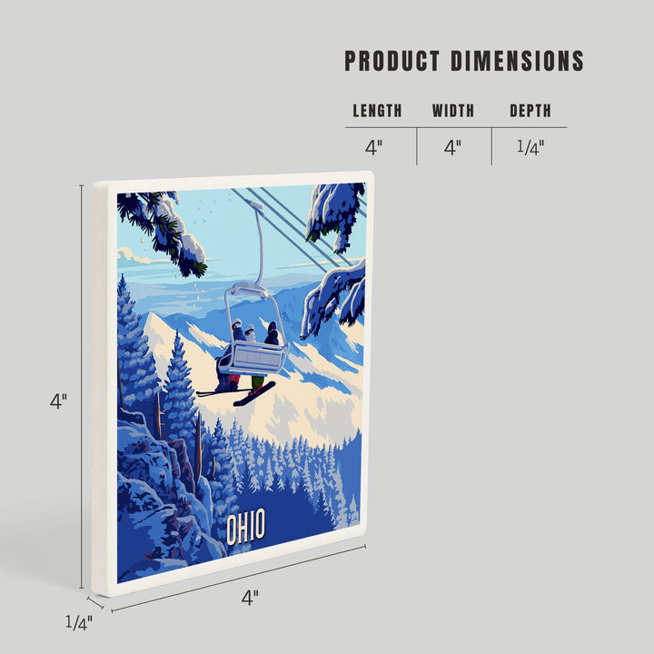 Ohio, Ski Lift Above The Trees, Coasters Coasters Lantern Press 