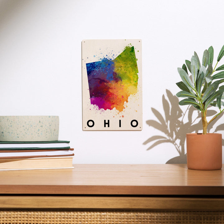 Ohio, State Abstract Watercolor, Lantern Press Artwork, Wood Signs and Postcards Wood Lantern Press 