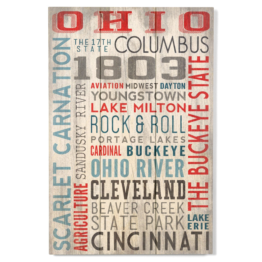 Ohio, The Buckeye State, Rustic Typography, Lantern Press Artwork, Wood Signs and Postcards Wood Lantern Press 