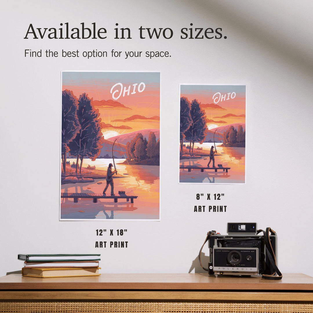 Ohio, This is Living, Fishing with Hills, Art & Giclee Prints Art Lantern Press 