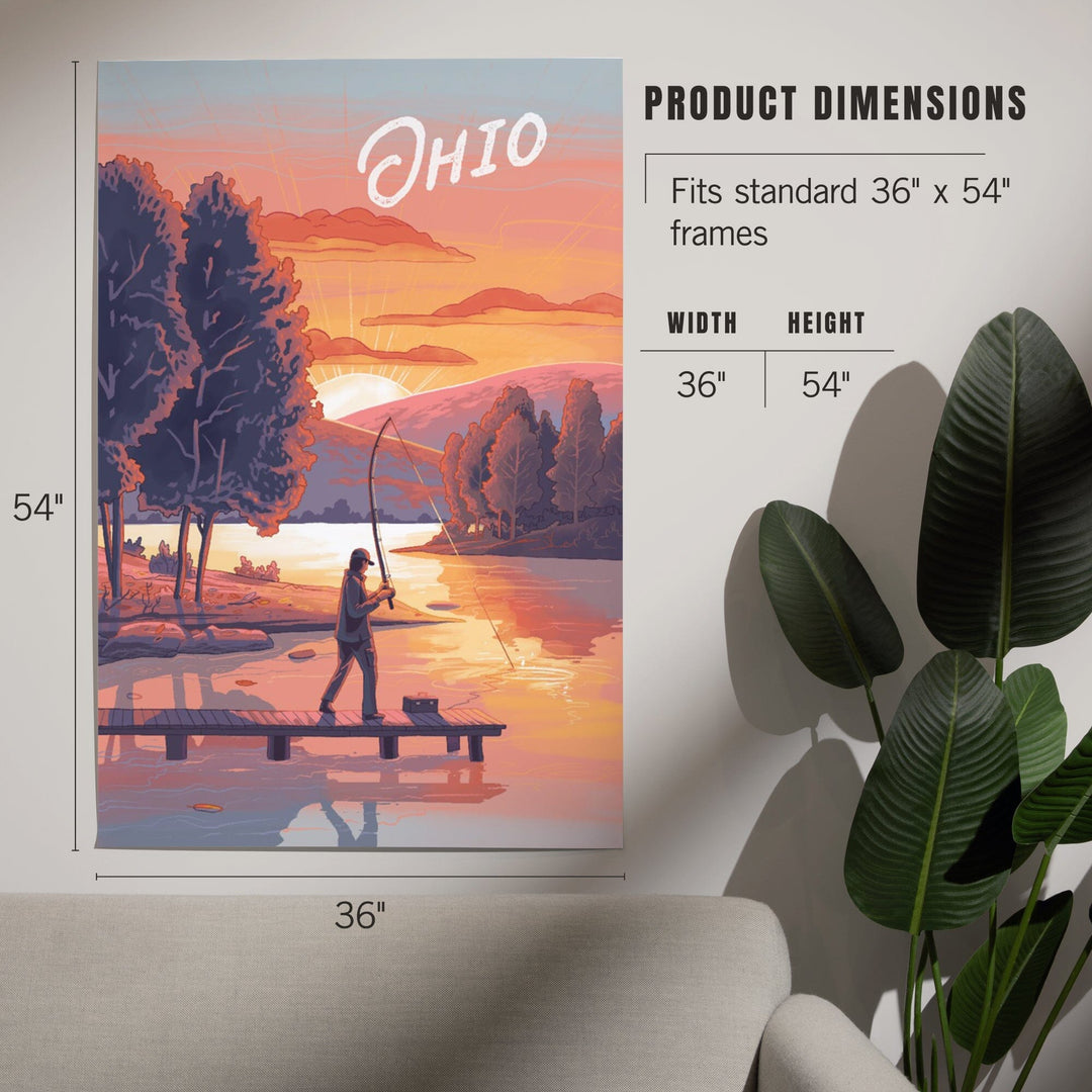 Ohio, This is Living, Fishing with Hills, Art & Giclee Prints Art Lantern Press 