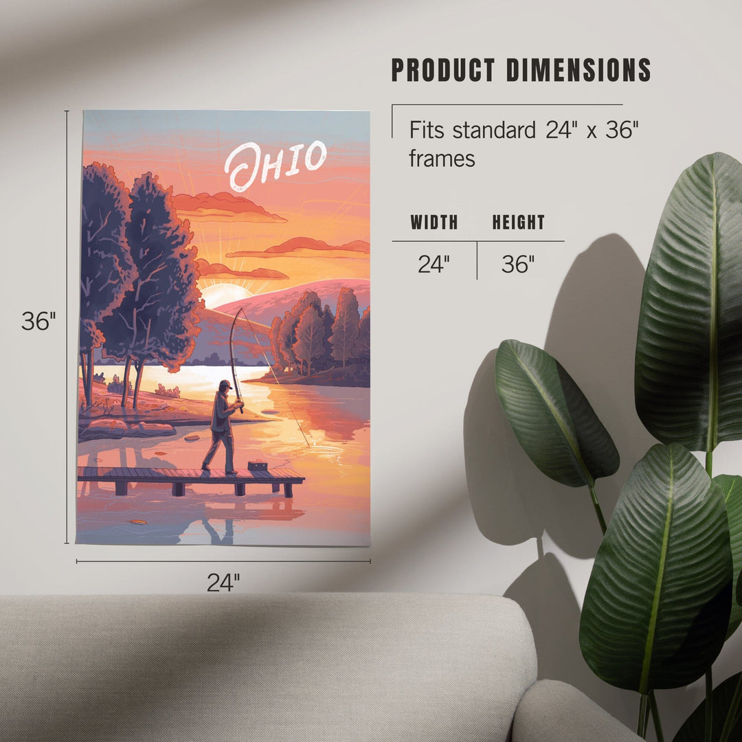 Ohio, This is Living, Fishing with Hills, Art & Giclee Prints Art Lantern Press 