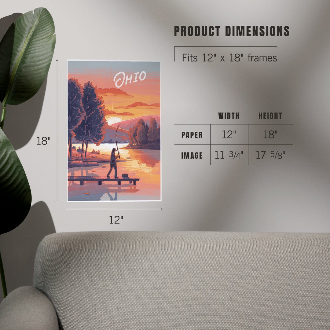 Ohio, This is Living, Fishing with Hills, Art & Giclee Prints Art Lantern Press 