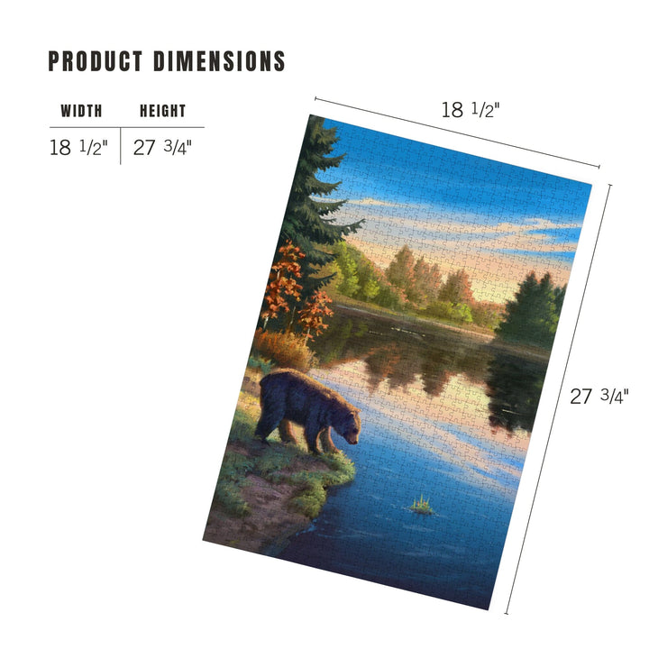 Oil Painting, Bear By Lake At Sunrise, Jigsaw Puzzle Puzzle Lantern Press 