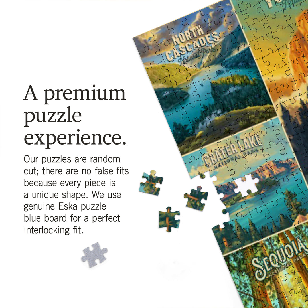 Oil Painting National Park Series, Collage, Explore our National Parks, Jigsaw Puzzle Puzzle Lantern Press 