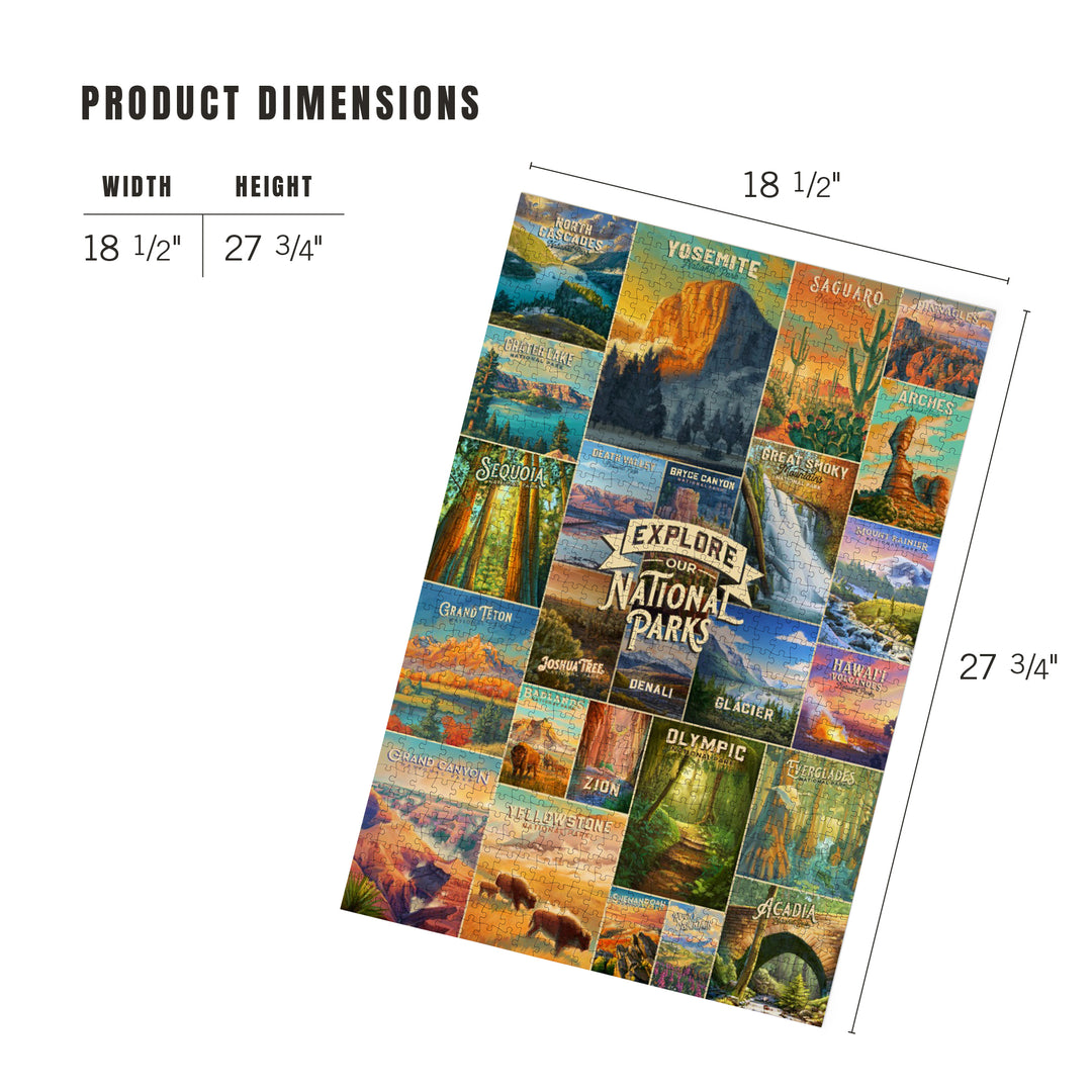 Oil Painting National Park Series, Collage, Explore our National Parks, Jigsaw Puzzle Puzzle Lantern Press 