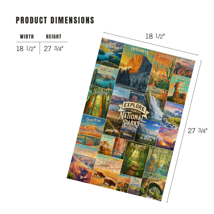 Oil Painting National Park Series, Collage, Explore our National Parks, Jigsaw Puzzle Puzzle Lantern Press 