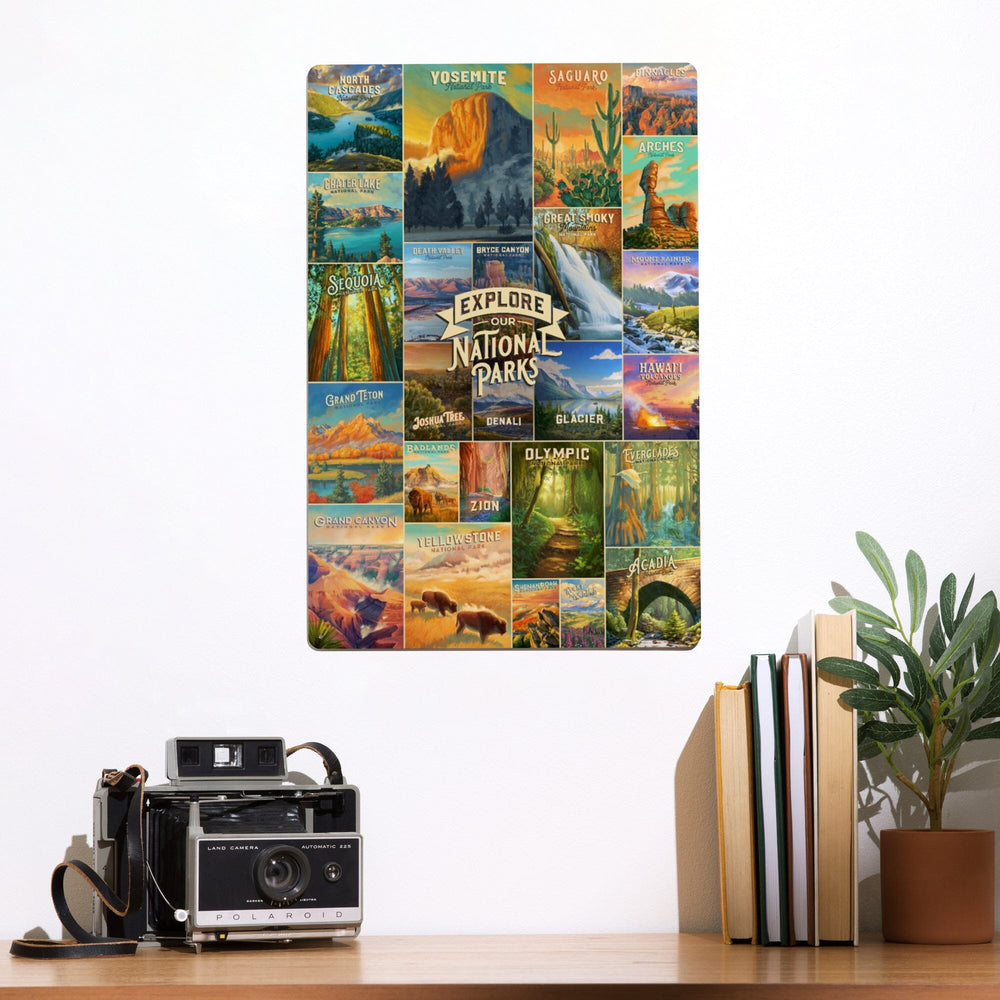 Oil Painting National Park Series, Collage, Explore our National Parks, Metal Signs Metal Lantern Press 
