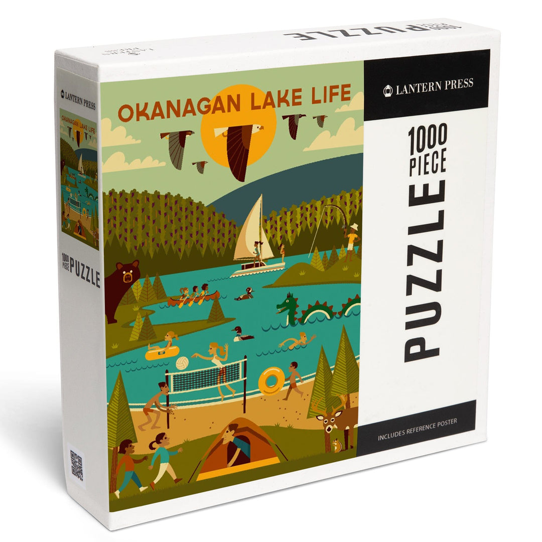 Okanagan, Canada, Geometric, Lake Life, Jigsaw Puzzle Puzzle Lantern Press 