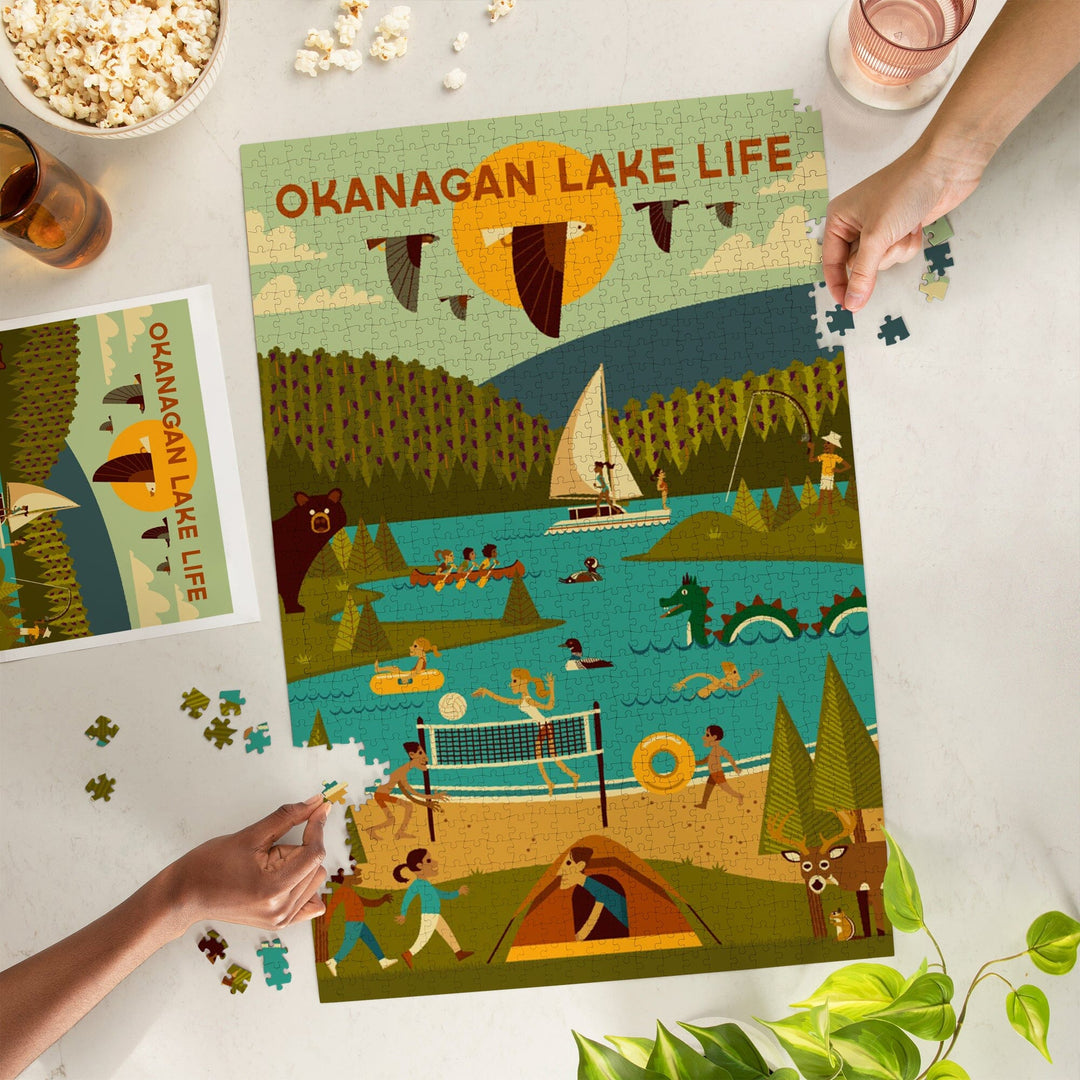 Okanagan, Canada, Geometric, Lake Life, Jigsaw Puzzle Puzzle Lantern Press 