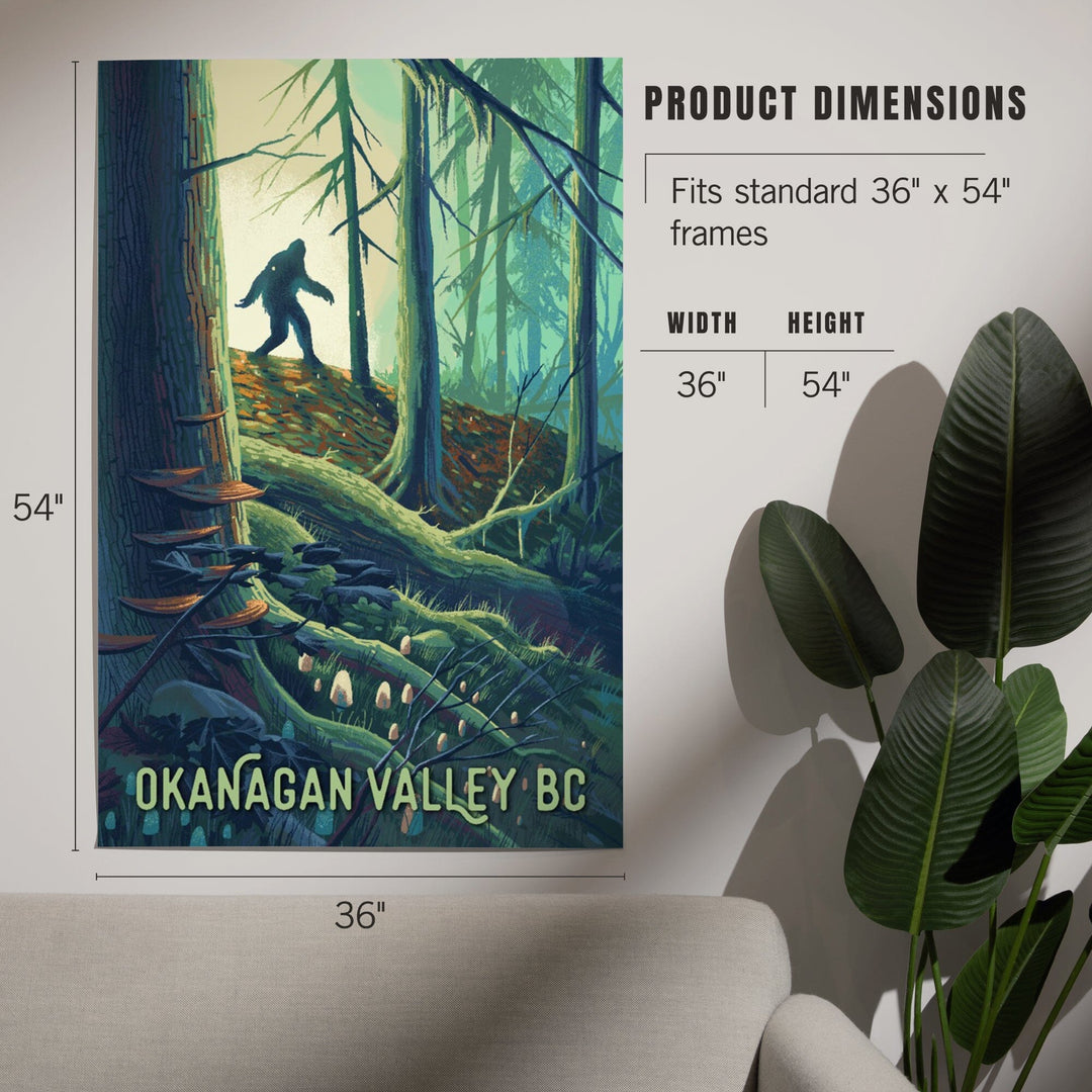 Okanagan Valley, British Columbia, Get Outside, Wanderer, Bigfoot in Forest, Art & Giclee Prints Art Lantern Press 