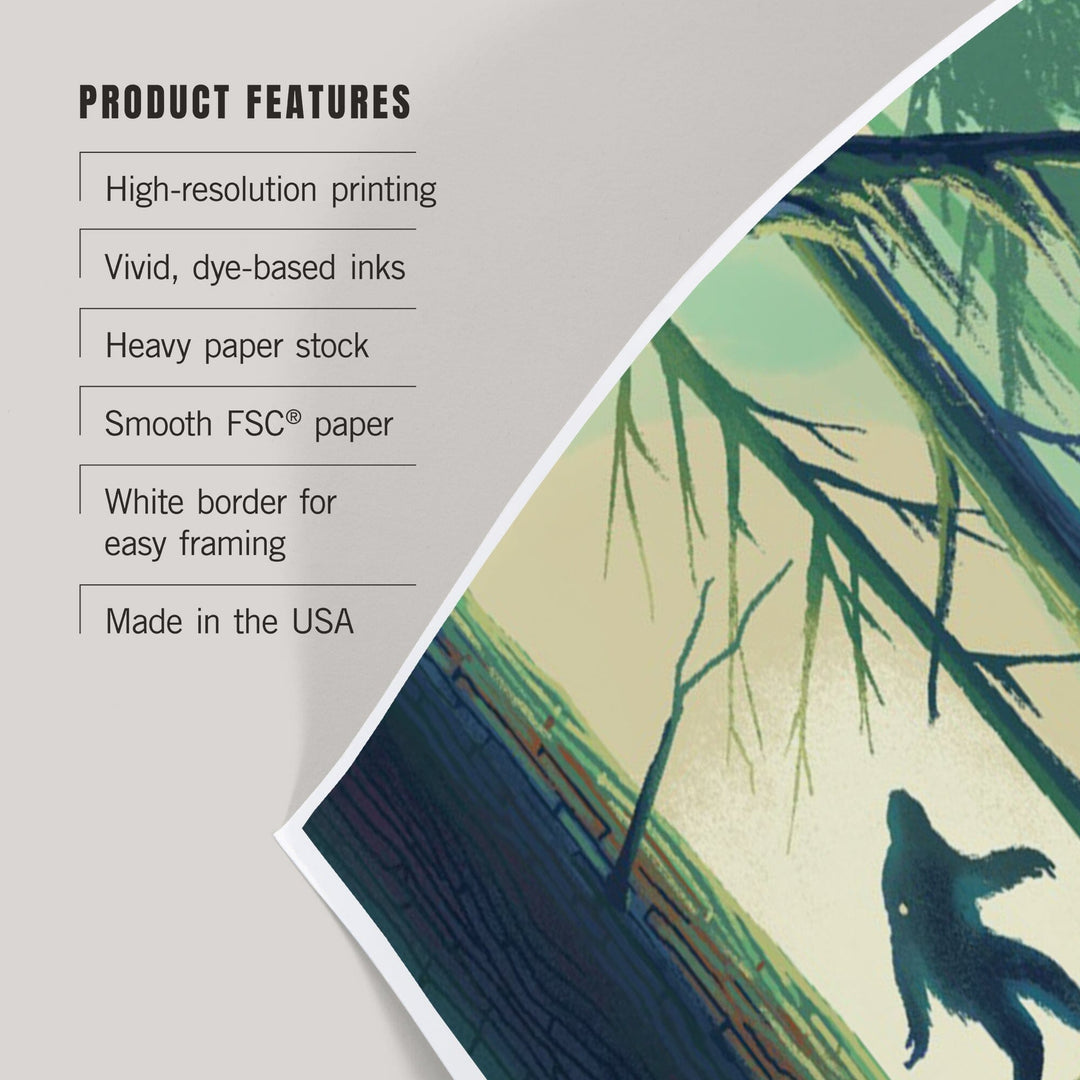 Okanagan Valley, British Columbia, Get Outside, Wanderer, Bigfoot in Forest, Art & Giclee Prints Art Lantern Press 