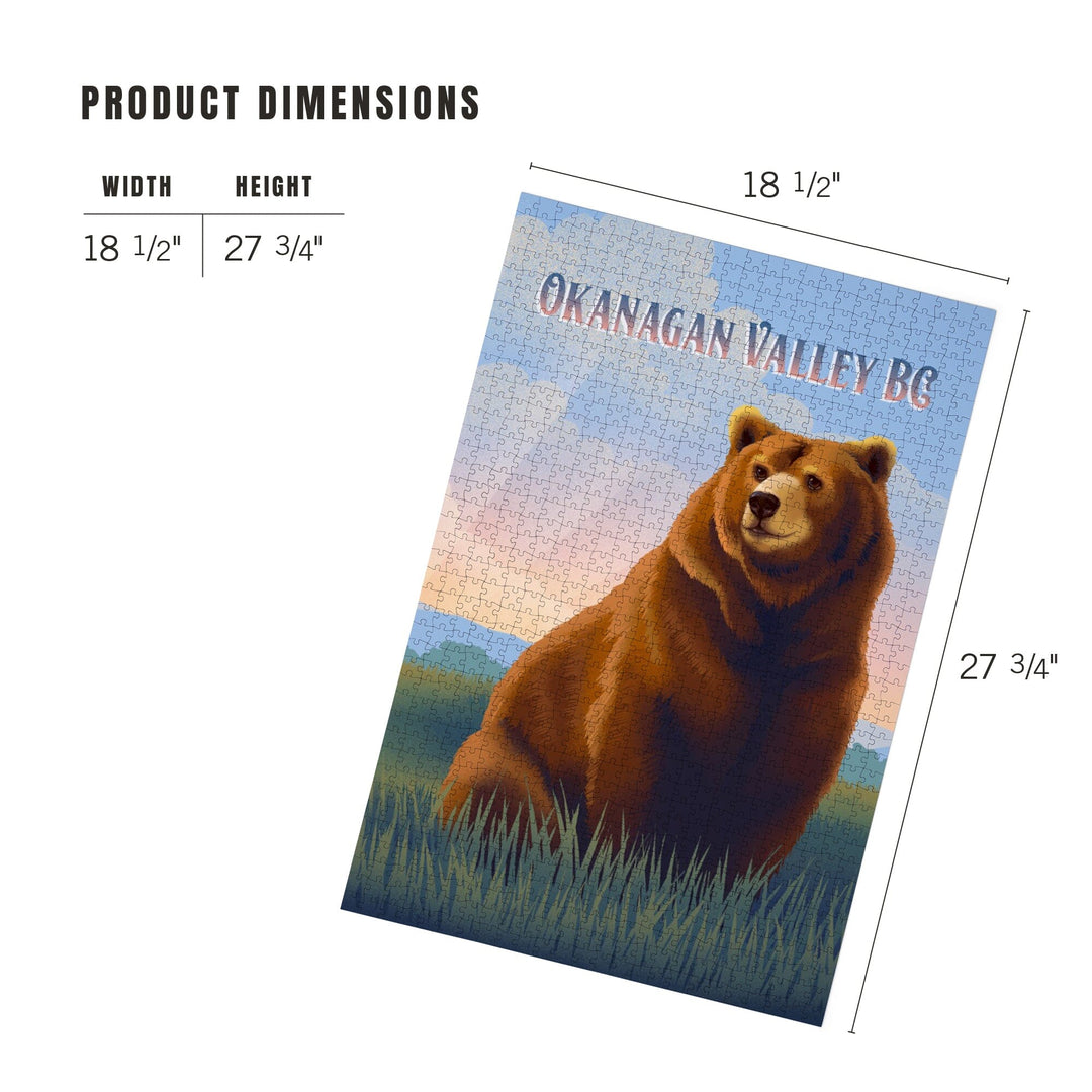 Okanagan Valley, British Columbia, Lithograph Wildlife Series, Grizzly Bear, Jigsaw Puzzle Puzzle Lantern Press 