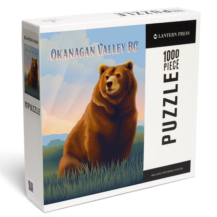 Okanagan Valley, British Columbia, Lithograph Wildlife Series, Grizzly Bear, Jigsaw Puzzle Puzzle Lantern Press 
