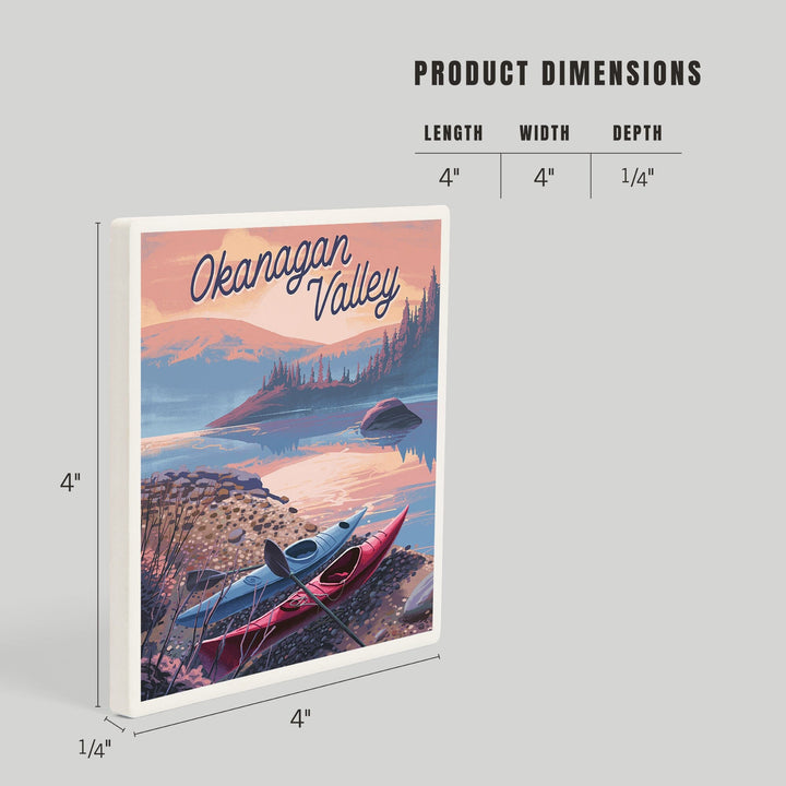 Okanagan Valley, Canada, Glassy Sunrise, Kayak, Coasters Coasters Lantern Press 