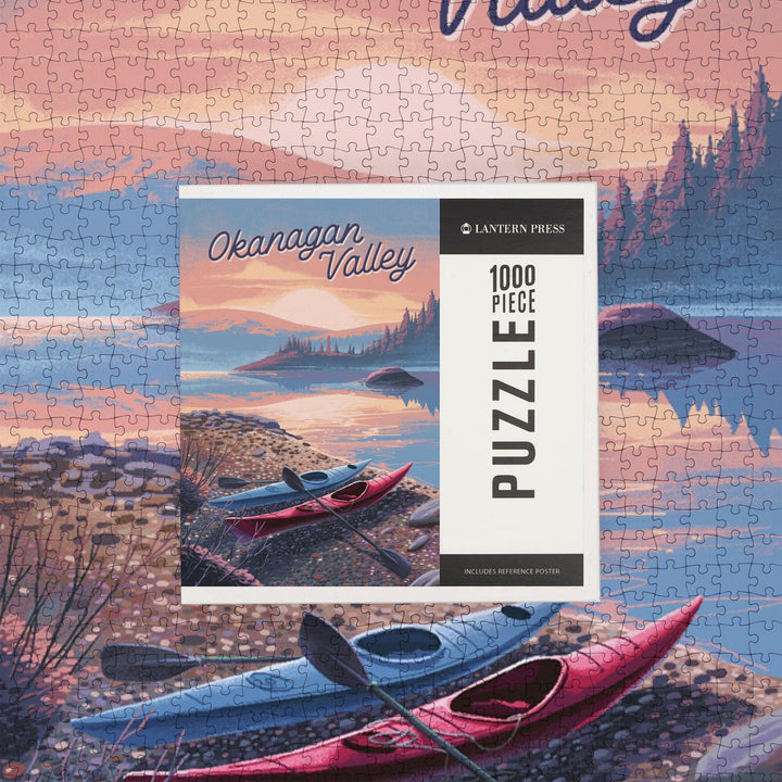 Okanagan Valley, Canada, Glassy Sunrise, Kayak, Jigsaw Puzzle Puzzle Lantern Press 