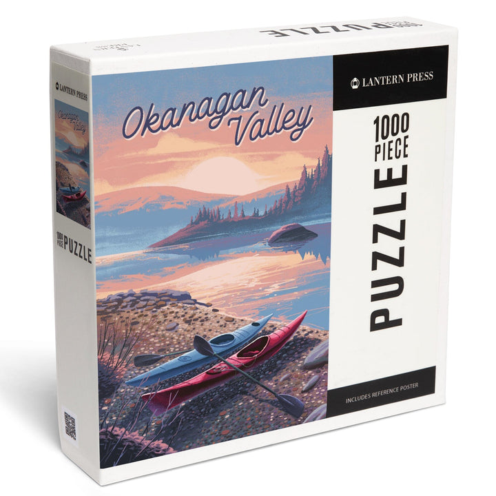 Okanagan Valley, Canada, Glassy Sunrise, Kayak, Jigsaw Puzzle Puzzle Lantern Press 