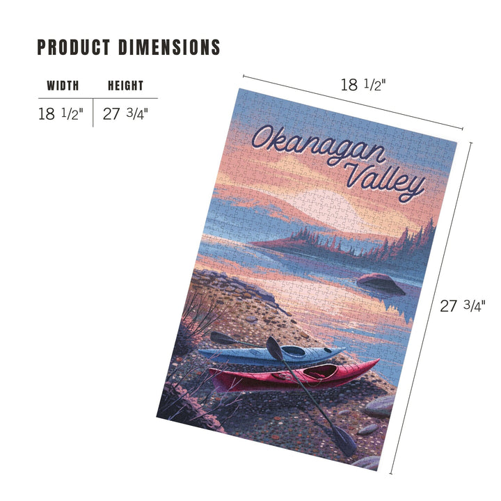 Okanagan Valley, Canada, Glassy Sunrise, Kayak, Jigsaw Puzzle Puzzle Lantern Press 