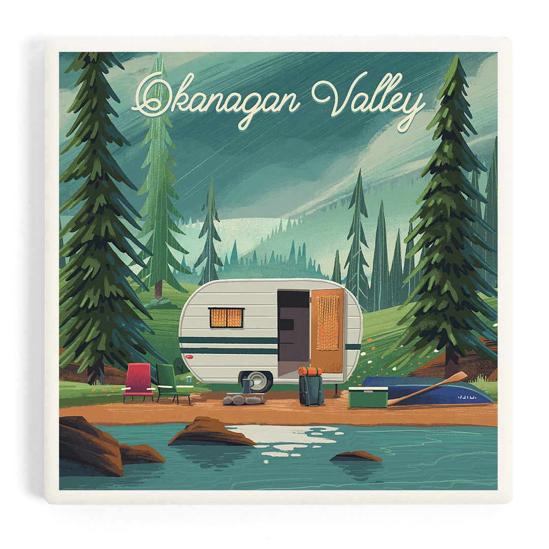 Okanagan Valley, Canada, Outdoor Activity, At Home Anywhere, Camper in Evergreens, Coasters Coasters Lantern Press 