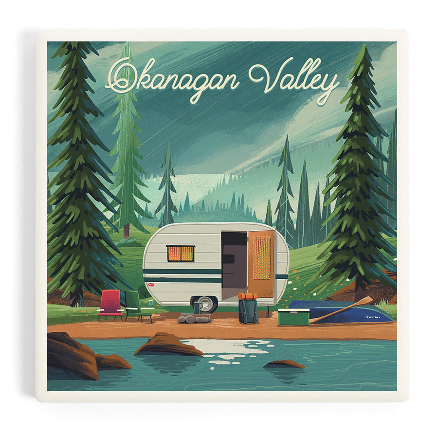 Okanagan Valley, Canada, Outdoor Activity, At Home Anywhere, Camper in Evergreens, Coasters Coasters Lantern Press 
