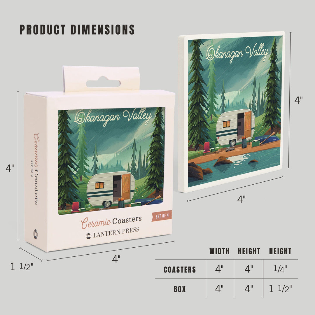 Okanagan Valley, Canada, Outdoor Activity, At Home Anywhere, Camper in Evergreens, Coasters Coasters Lantern Press 