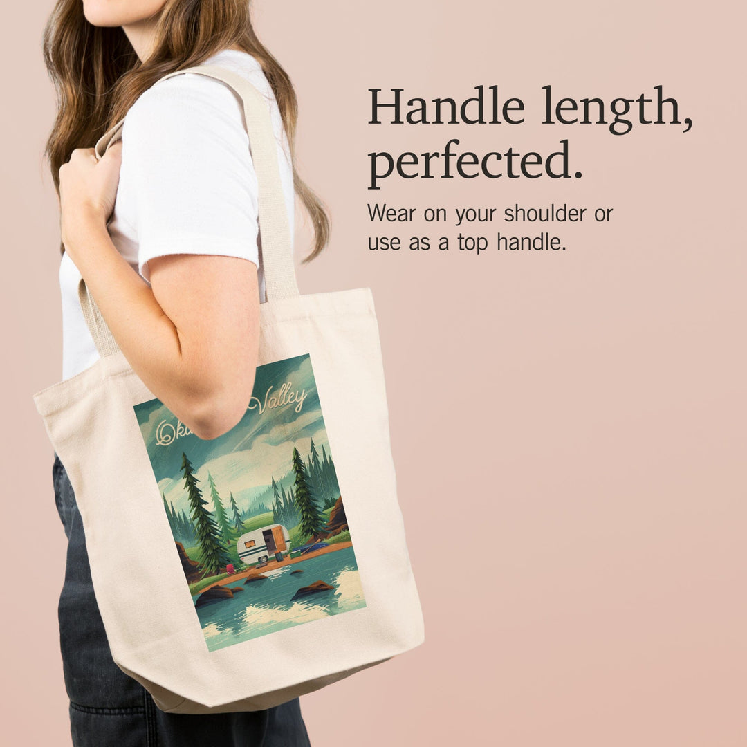 Okanagan Valley, Canada, Outdoor Activity, At Home Anywhere, Camper in Evergreens, Tote Bag Totes Lantern Press 