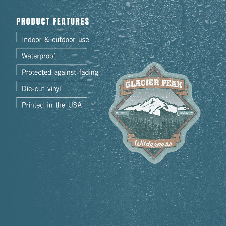 Okanogan Wenatchee National Forest, Washington, Glacier Peak Wilderness, PNW Volcanoes, Contour, Vinyl Sticker Sticker Lantern Press 