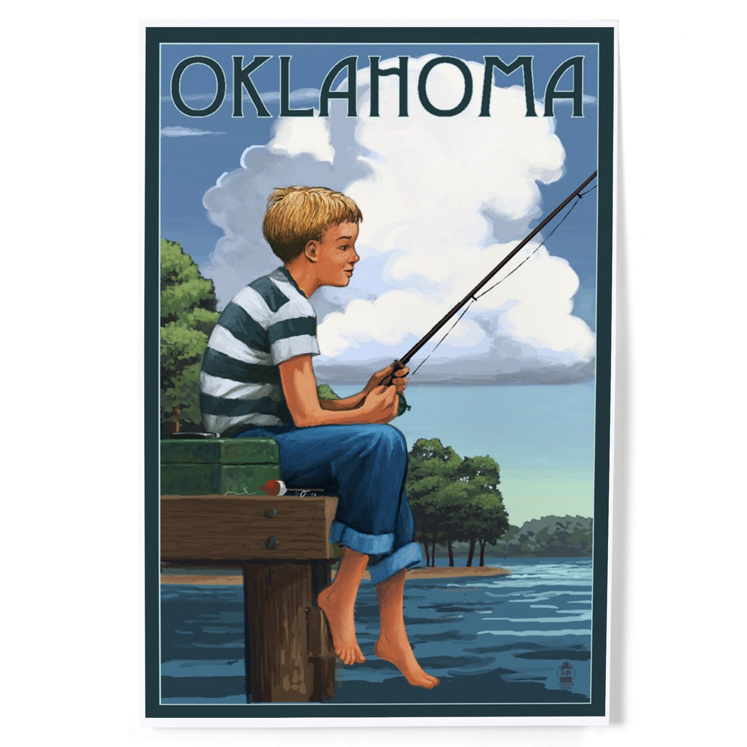 Oklahoma, Boy Fishing, Art & Giclee Prints Art Lantern Press 