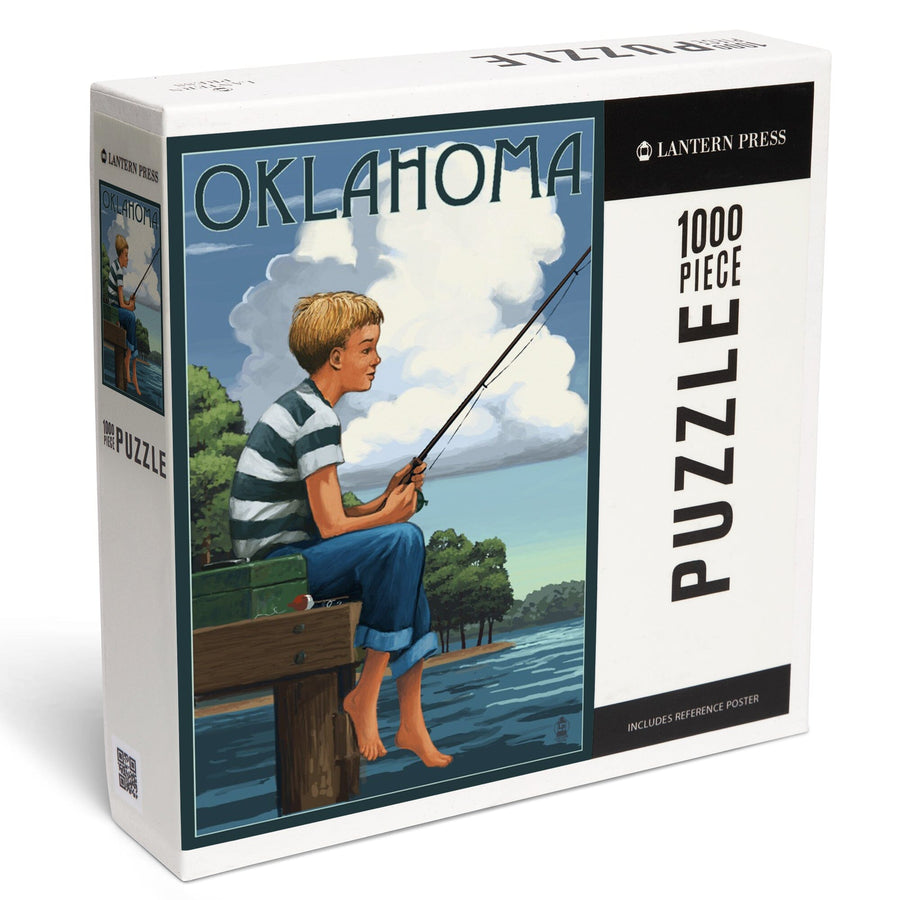 Oklahoma, Boy Fishing, Jigsaw Puzzle Puzzle Lantern Press 