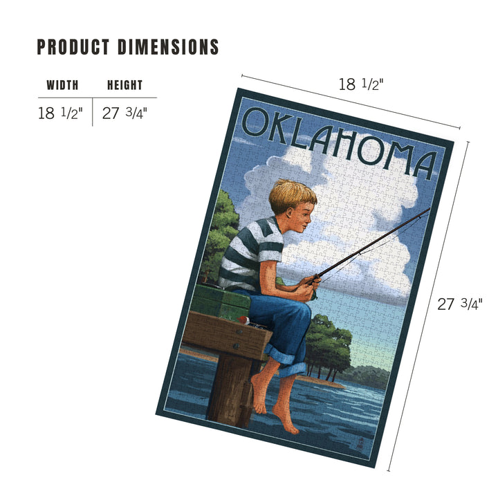 Oklahoma, Boy Fishing, Jigsaw Puzzle Puzzle Lantern Press 