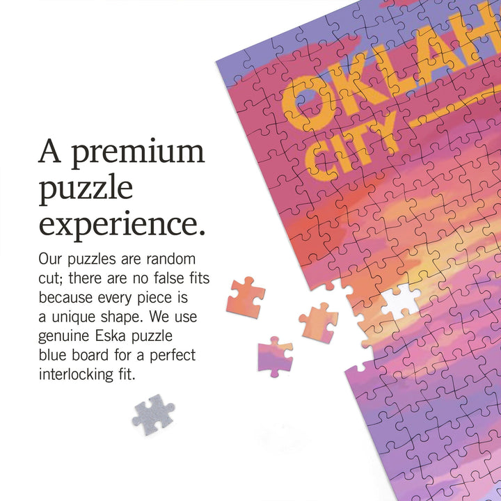 Oklahoma City, Oklahoma, Bison and Sunset, Jigsaw Puzzle Puzzle Lantern Press 