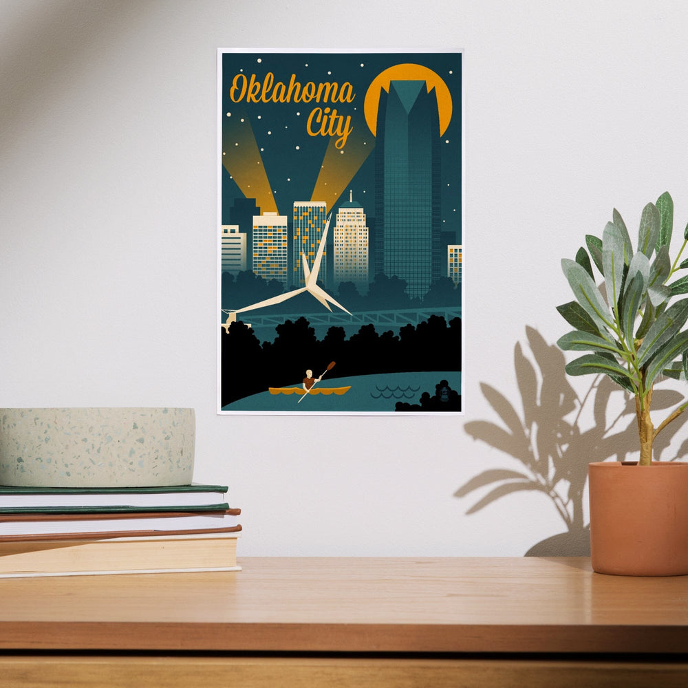 Oklahoma City, Oklahoma, Retro Skyline, Art & Giclee Prints Art Lantern Press 