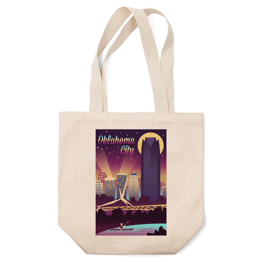 Oklahoma City, Oklahoma, Retro Skyline Chromatic Series, Tote Bag Totes Lantern Press 