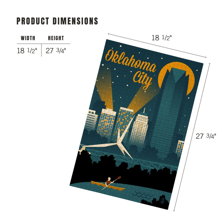 Oklahoma City, Oklahoma, Retro Skyline, Jigsaw Puzzle Puzzle Lantern Press 
