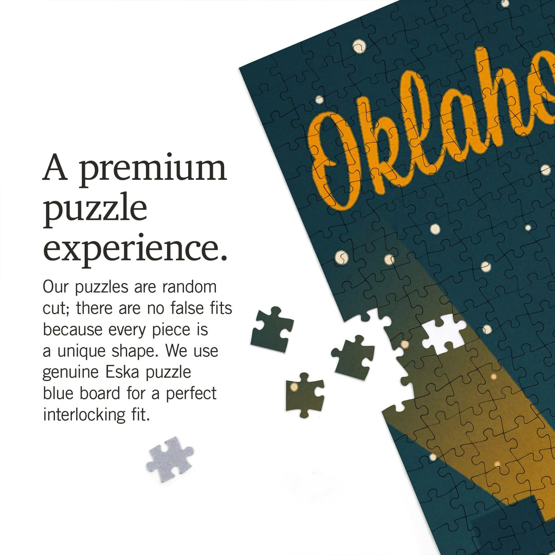 Oklahoma City, Oklahoma, Retro Skyline, Jigsaw Puzzle Puzzle Lantern Press 
