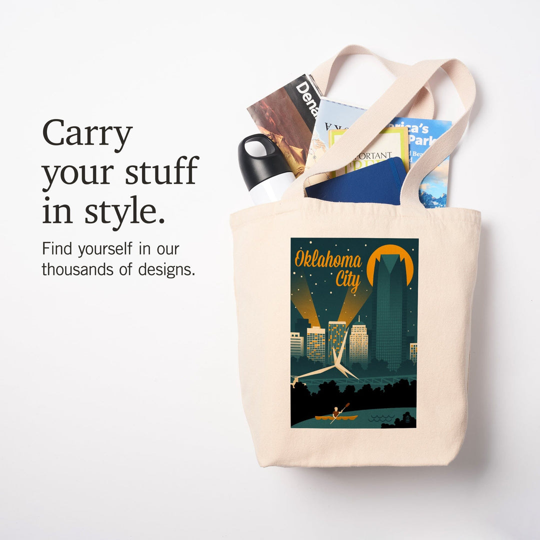 Oklahoma City, Oklahoma, Retro Skyline, Tote Bag Totes Lantern Press 