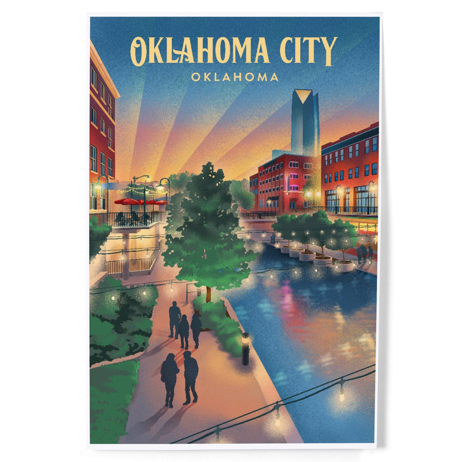 Oklahoma City, Oklahoma, River Walk, Lithograph, Art & Giclee Prints Art Lantern Press 