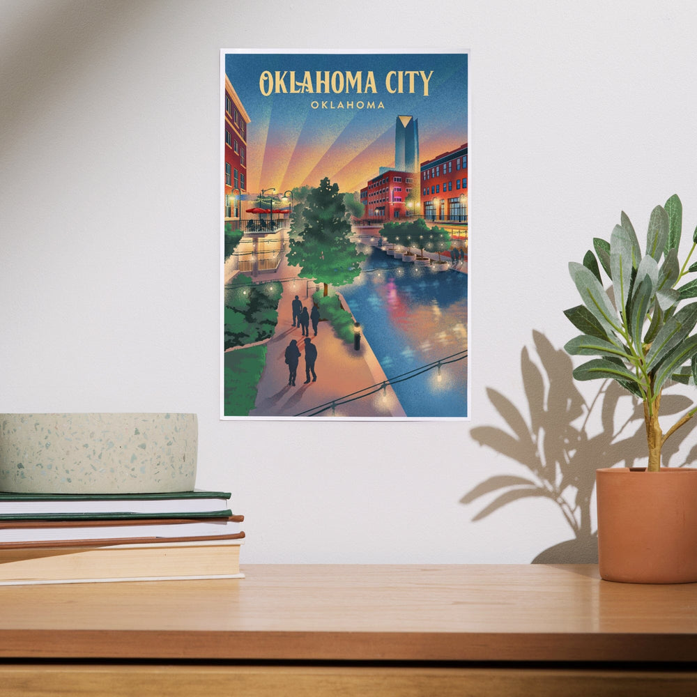 Oklahoma City, Oklahoma, River Walk, Lithograph, Art & Giclee Prints Art Lantern Press 