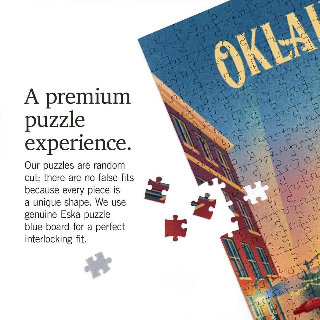 Oklahoma City, Oklahoma, River Walk, Lithograph, Jigsaw Puzzle Puzzle Lantern Press 