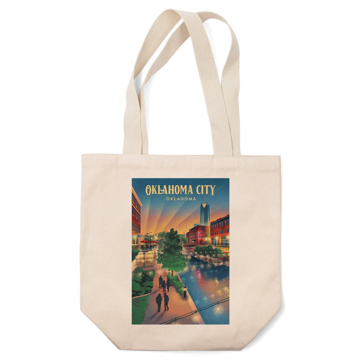 Oklahoma City, Oklahoma, River Walk, Lithograph, Tote Bag Totes Lantern Press 
