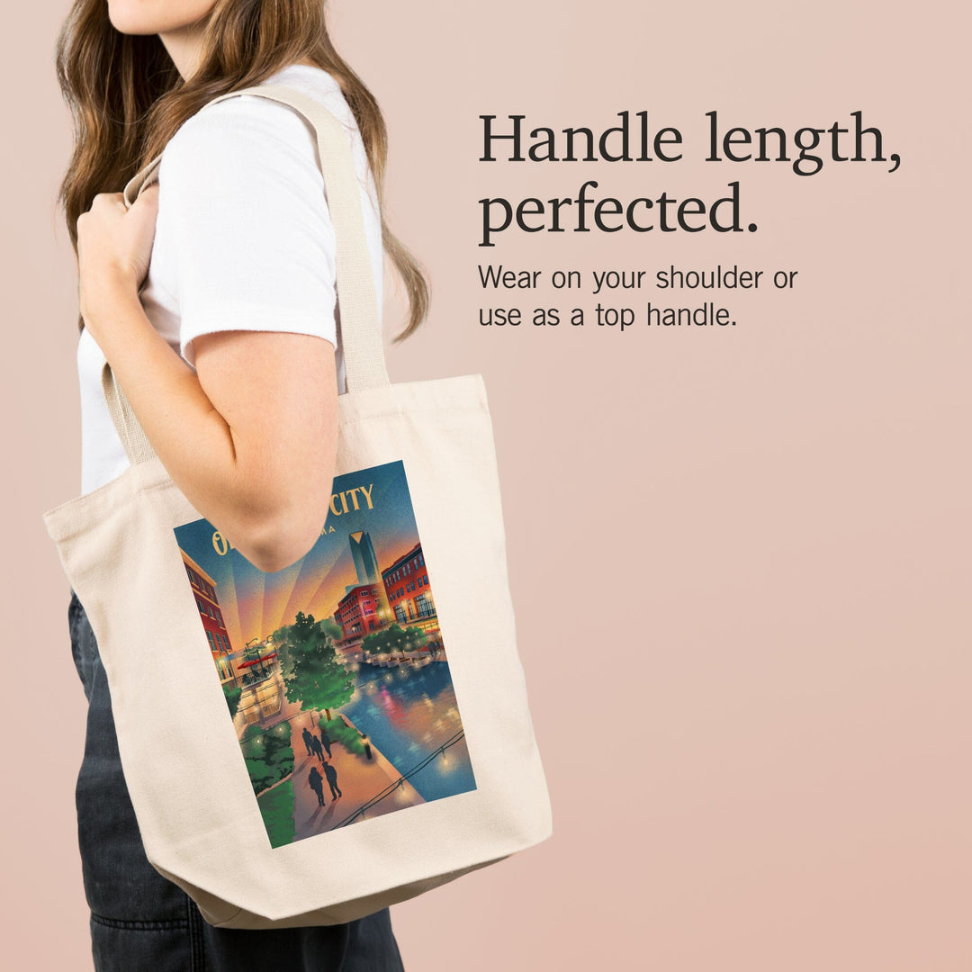 Oklahoma City, Oklahoma, River Walk, Lithograph, Tote Bag Totes Lantern Press 