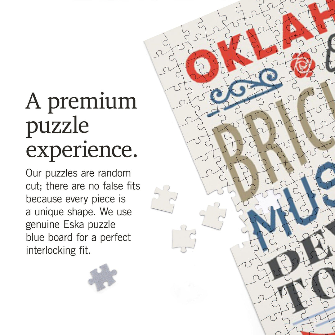 Oklahoma City, Oklahoma, Stacked Typography, Jigsaw Puzzle Puzzle Lantern Press 