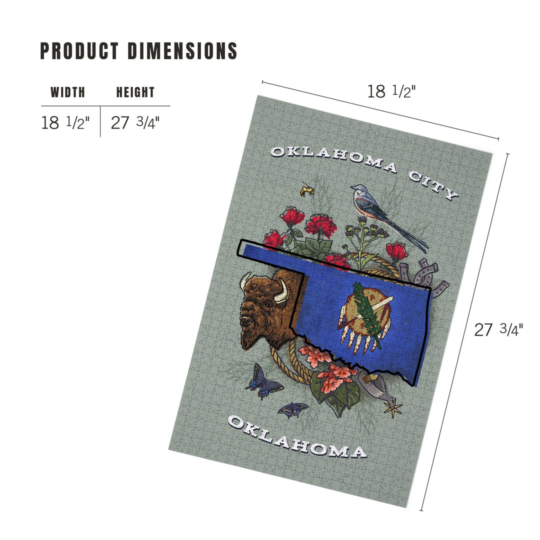 Oklahoma City, Oklahoma, State Treasure Trove, Jigsaw Puzzle Puzzle Lantern Press 