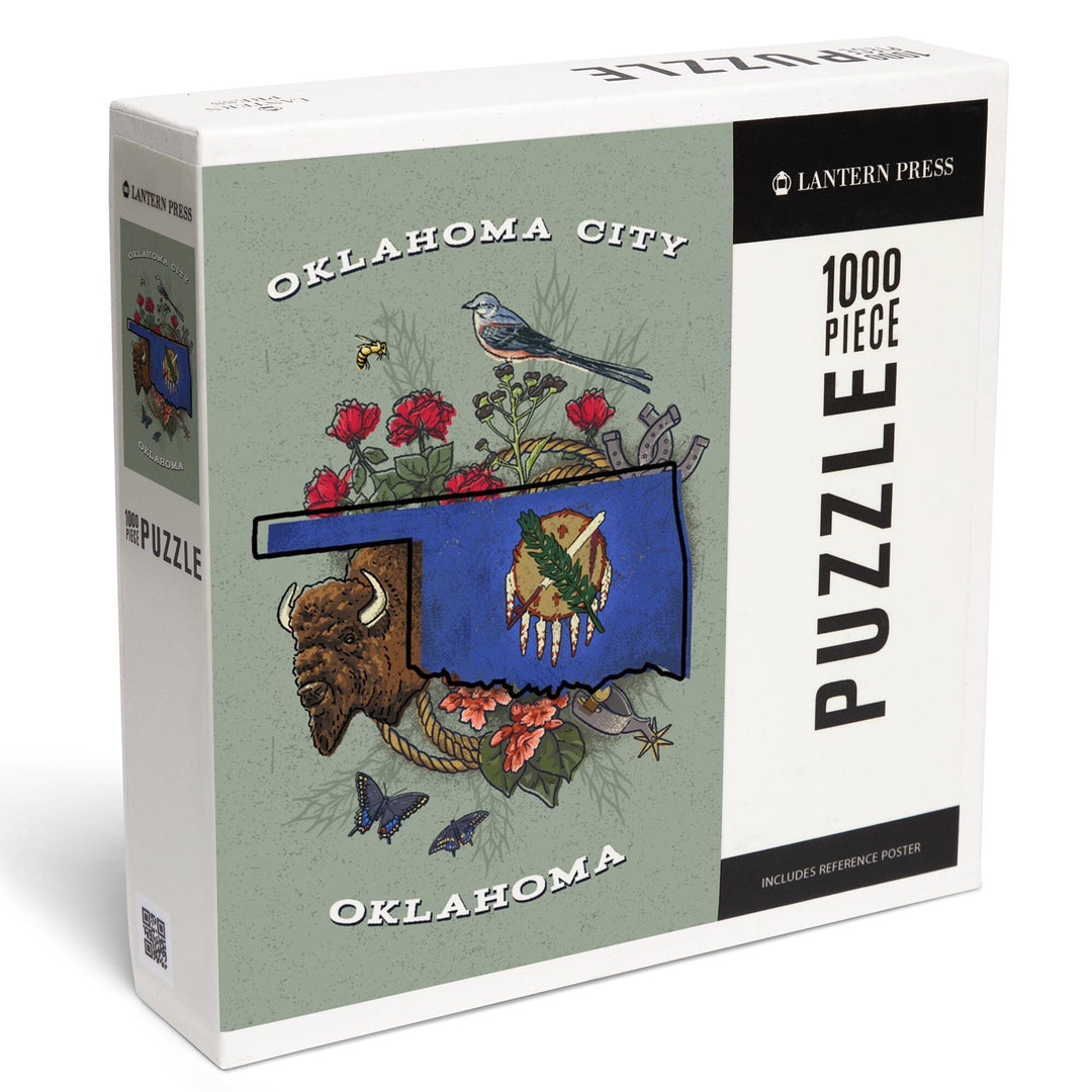 Oklahoma City, Oklahoma, State Treasure Trove, Jigsaw Puzzle Puzzle Lantern Press 