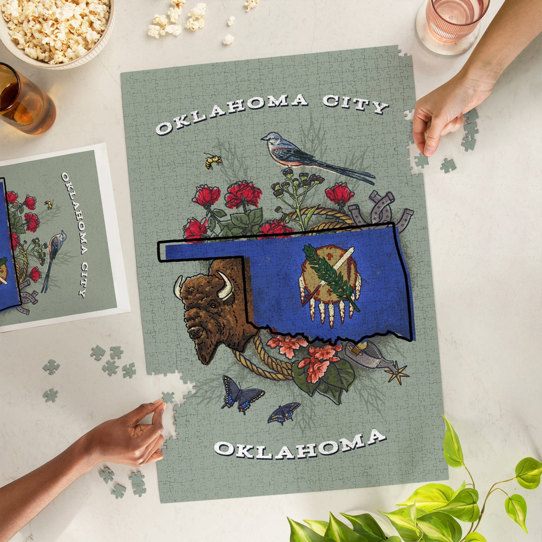 Oklahoma City, Oklahoma, State Treasure Trove, Jigsaw Puzzle Puzzle Lantern Press 