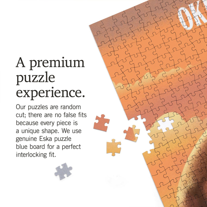 Oklahoma, Lithograph Wildlife Series, Bison, Jigsaw Puzzle Puzzle Lantern Press 