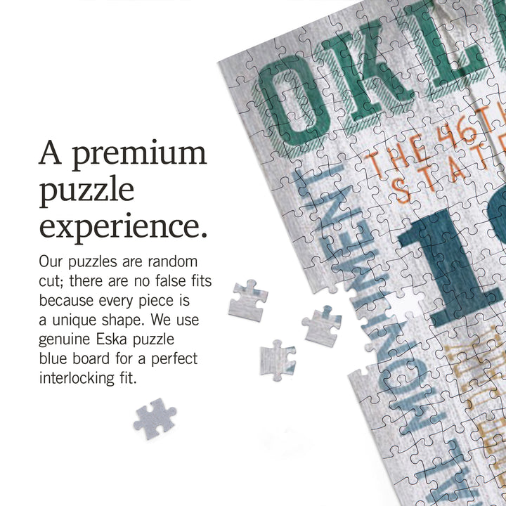 Oklahoma, Rustic Typography, Jigsaw Puzzle Puzzle Lantern Press 