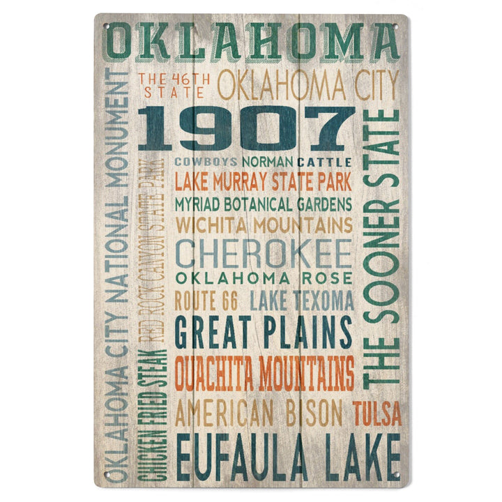 Oklahoma, Rustic Typography, Lantern Press Artwork, Wood Signs and Postcards Wood Lantern Press 