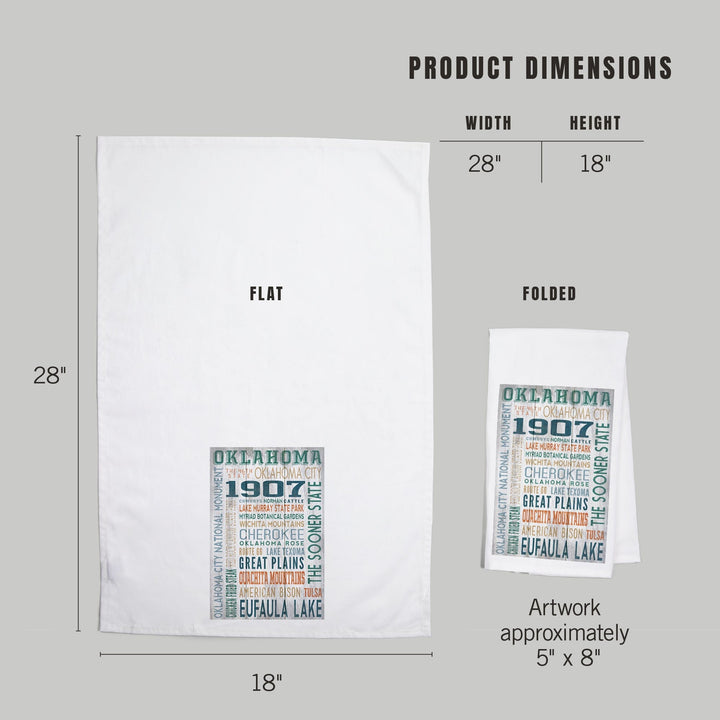Oklahoma, Rustic Typography, Organic Cotton Kitchen Tea Towels Kitchen Lantern Press 