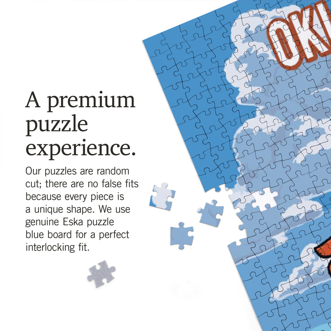 Oklahoma, Signpost, Desert, Jigsaw Puzzle Puzzle Lantern Press 